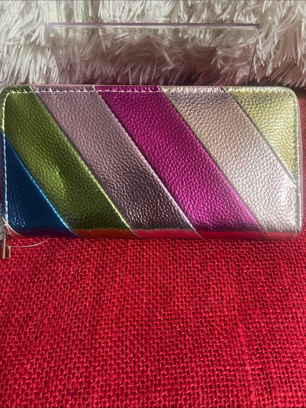 Colorblock Metallic Zip Wallet - Multicolor
